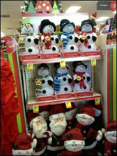 Snowman and Santas at CVS