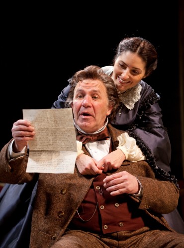 Rick Foucheux as Stephen Douglas and Sarah Zimmerman as Adele Douglas in the Ford’s Theatre Society production of Norman Corwin’s The Rivalry, directed by Mark Ramont. Photo by T. Charles Erickson.