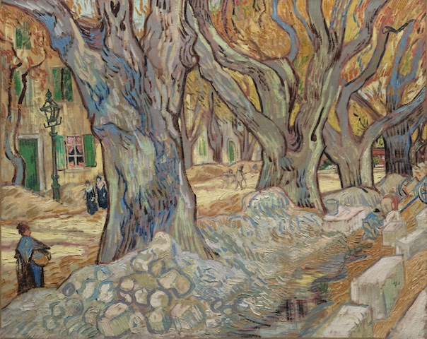Vincent van Gogh, The Large Plane Trees (Road Menders at Saint-Rémy), 1889. Oil on fabric, 28 7/8 x 36 1/8 in. The Cleveland Museum of Art. Gift of the Hanna Fund, 1947