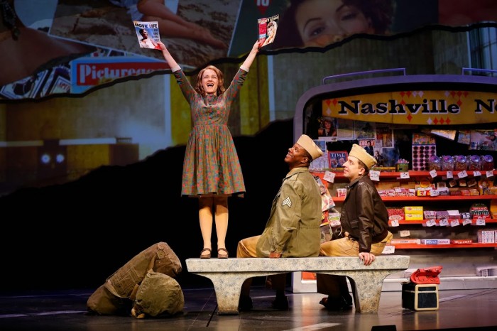 Erin Driscoll as Violet with Kevin McAllister and James Gardiner in the Ford’s Theatre production of the musical “Violet,” directed by Jeff Calhoun. Photo by Carol Rosegg.